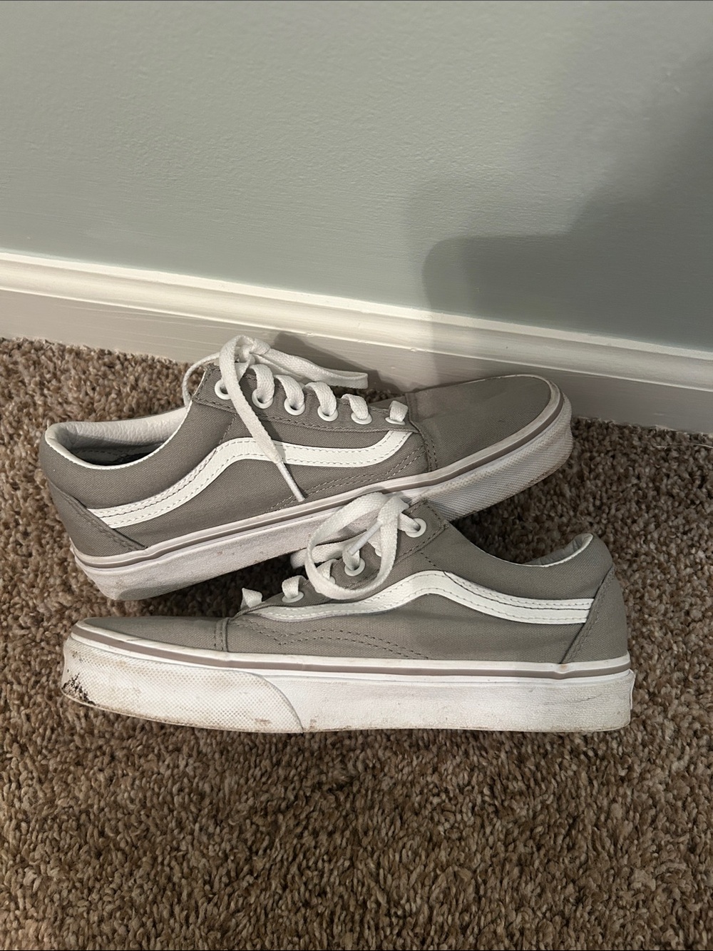 Vans Gray and White Low-Top Canvas Sneakers